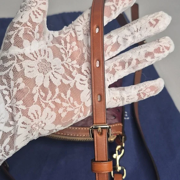 Dooney & Bourke Plum/Burgundy Ostrich-Embossed Crossbody Bag - Picture 9 of 17